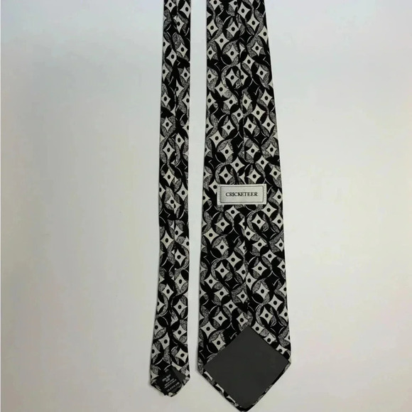 2/$30 CRICKETEER Black/Cream Abstract Silk Tie Eclectic Grandpa Style - Picture 5 of 12